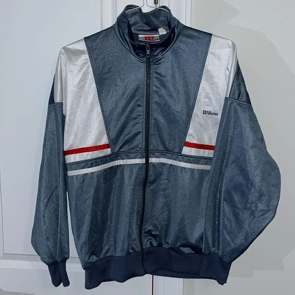 True Vintage Wilson Retro Full Zipper Track Suit Warm Up Tennis Jacket Mens L